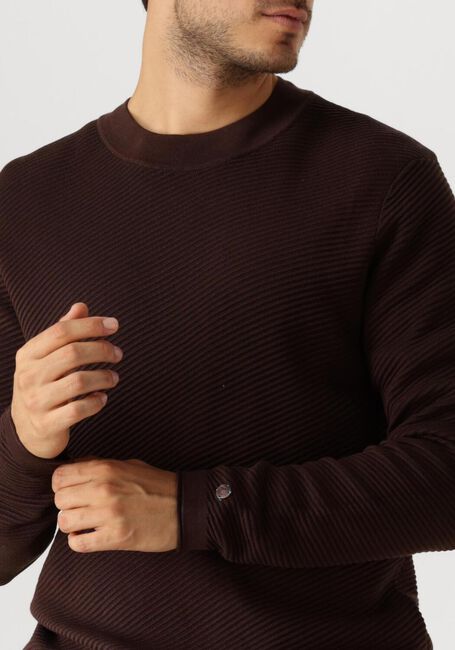 Bruine CAST IRON Trui MOCK NECK COTTON MODAL - large