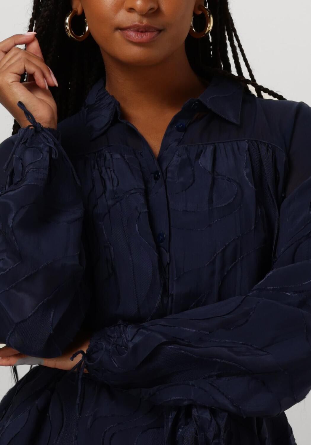 POM AMSTERDAM Dames Jurken Jacquard Midnight Blue Blauw