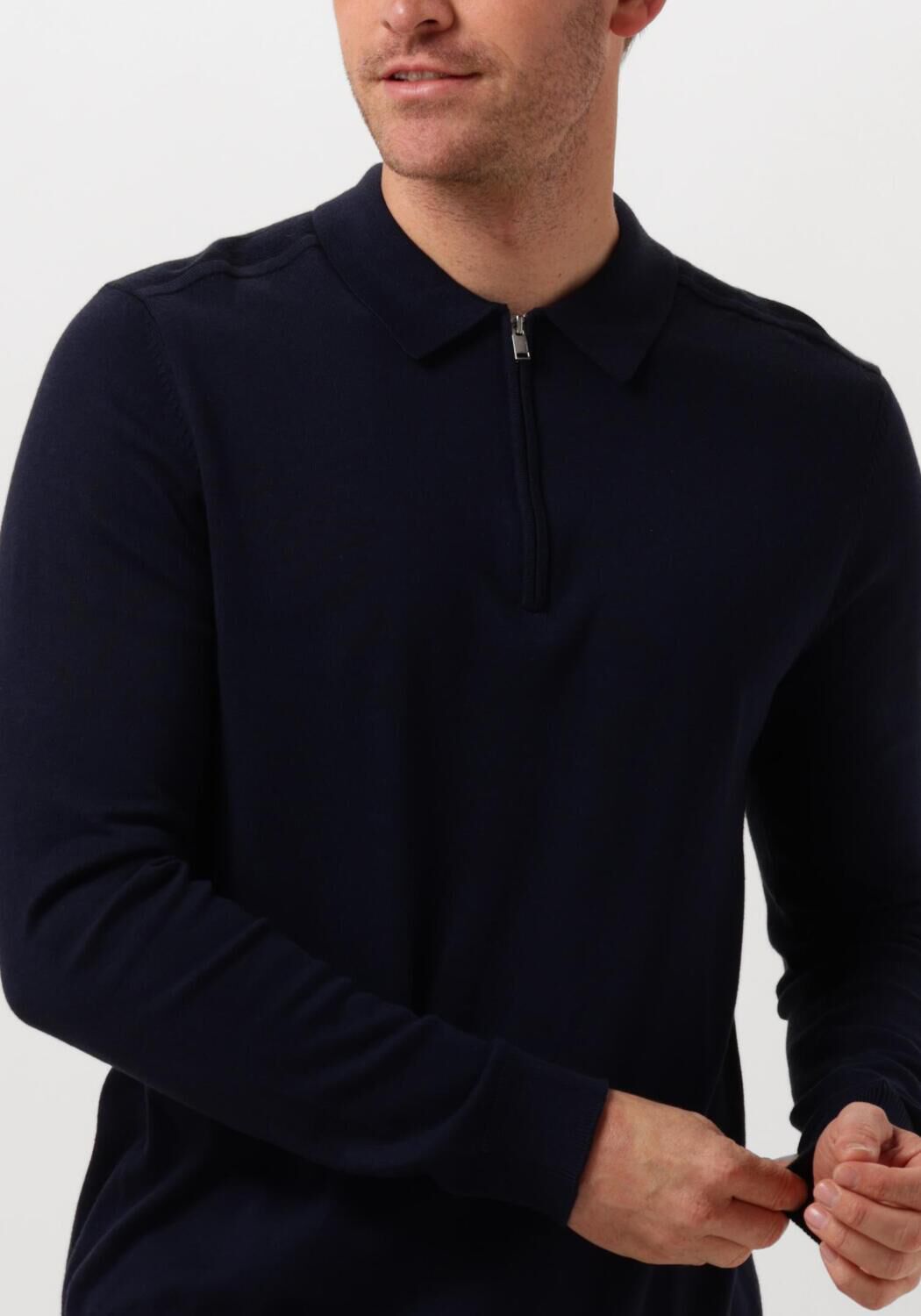 SELECTED HOMME Heren Polo's & T-shirts Slhberg Ls Half Zip Polo Donkerblauw