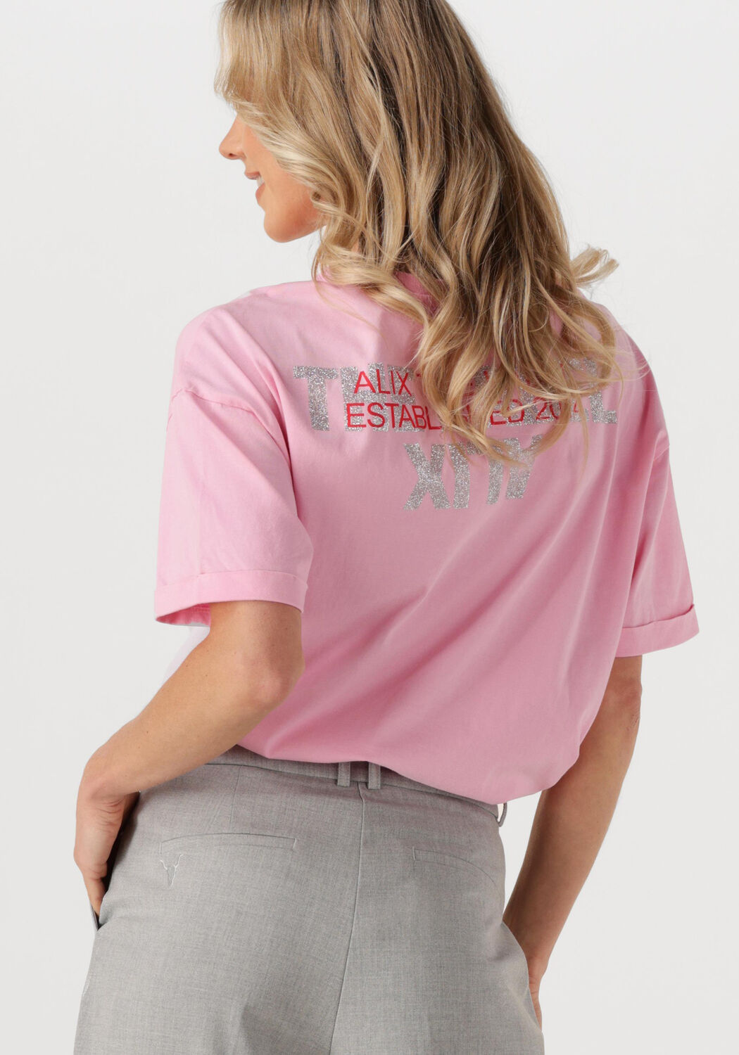 ALIX THE LABEL Dames Tops & T-shirts Ladies Knitted Adventure T-shirt Roze