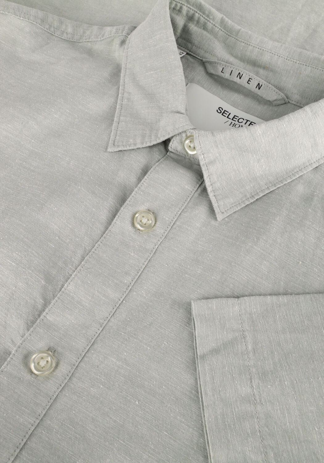 Lichtgrijze SELECTED MEN Casual overhemd SLHREG-SUN SHIRT SS NOOS - large