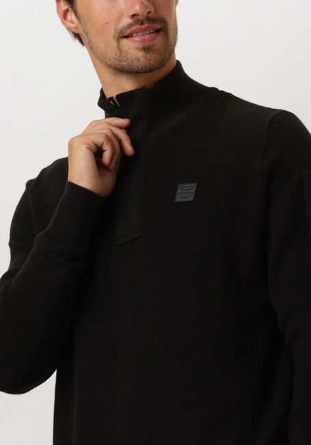 Zwarte PME LEGEND Trui HALF ZIP COLLAR COTTON KNIT - large