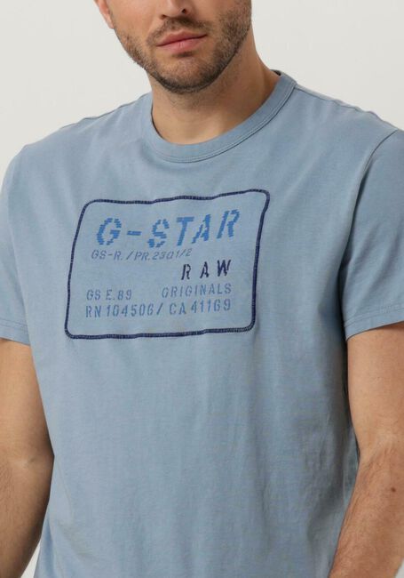Lichtblauwe G-STAR RAW T-shirt APPLIQUE MULTI TECHNIQUE R T - large