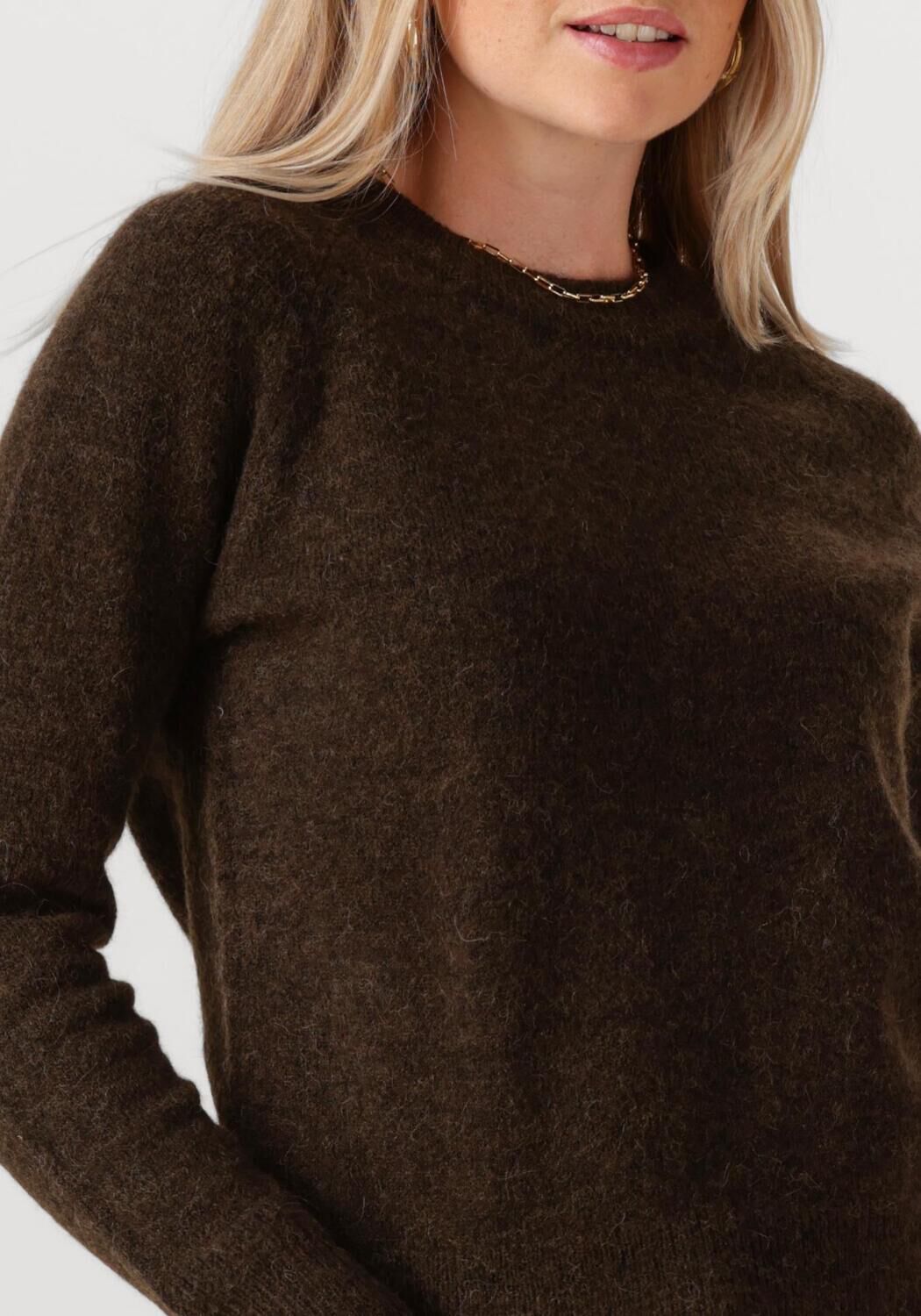 SELECTED FEMME Dames Truien & Vesten Slflulu Ls Knit O-neck Bruin