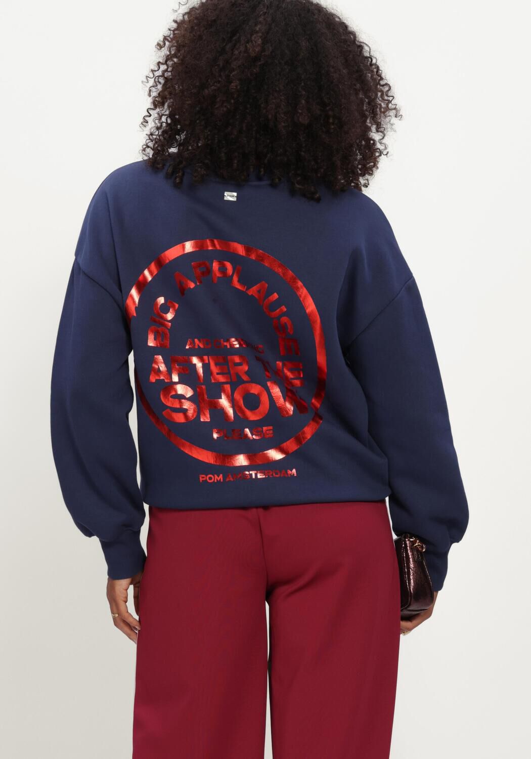 Donkerblauwe POM AMSTERDAM Trui SOPHIE BIG APPLAUSE - large