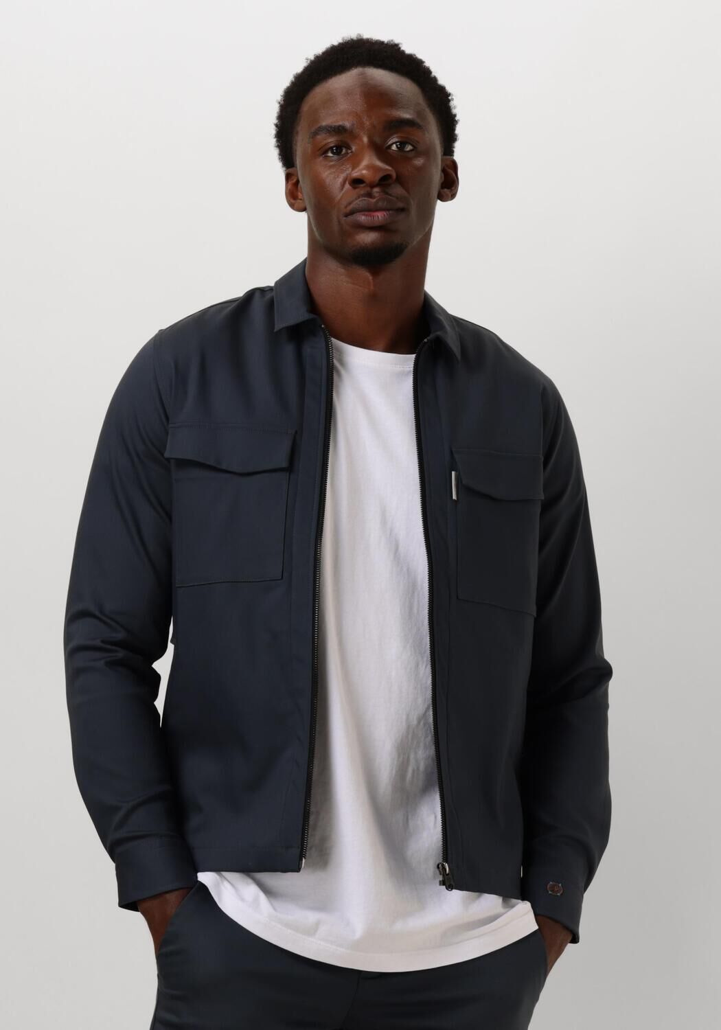 CAST IRON Heren Overshirts Long Sleeve Shirt Overshirt Regular Fit Blauw