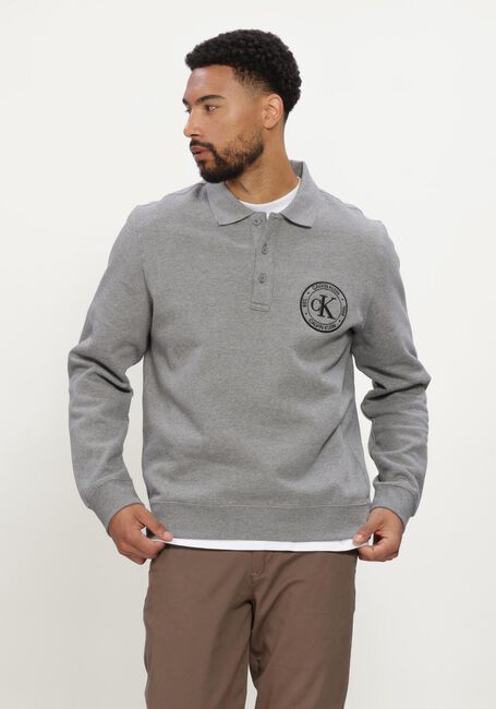 Grijze CALVIN KLEIN Polo LS 350TERRY EU GRAPHIC POLO SWEAT - large