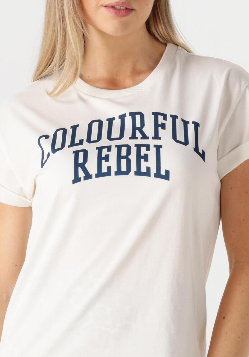 COLOURFUL REBEL Dames Tops & T-shirts Cr Print Boxy Tee Wit