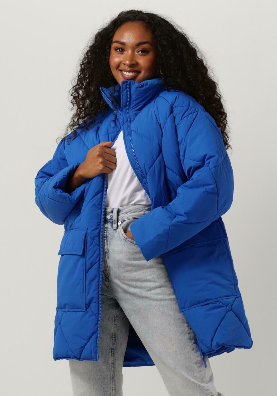 blauwe selected femme gewatteerde jas heidi puffer jacket