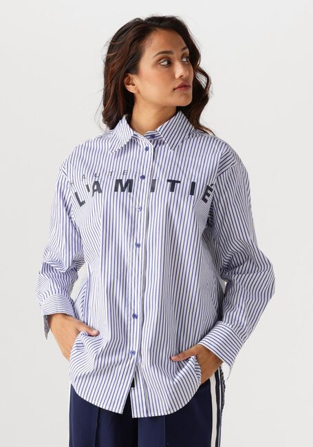 Blauwe HAUTE L'AMITIÉ Blouses STRIPE CHEST LOGO SHIRT - large