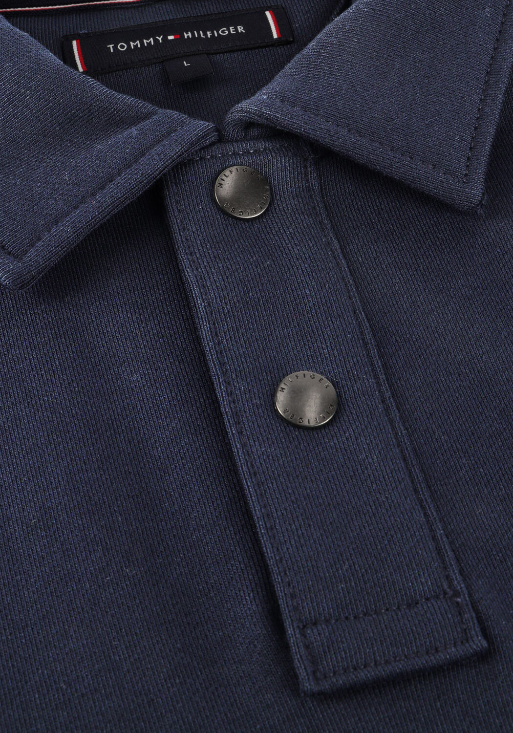 Donkerblauwe TOMMY HILFIGER Trui ESSENTIAL TERRY POLO SNAP SWEAT - large