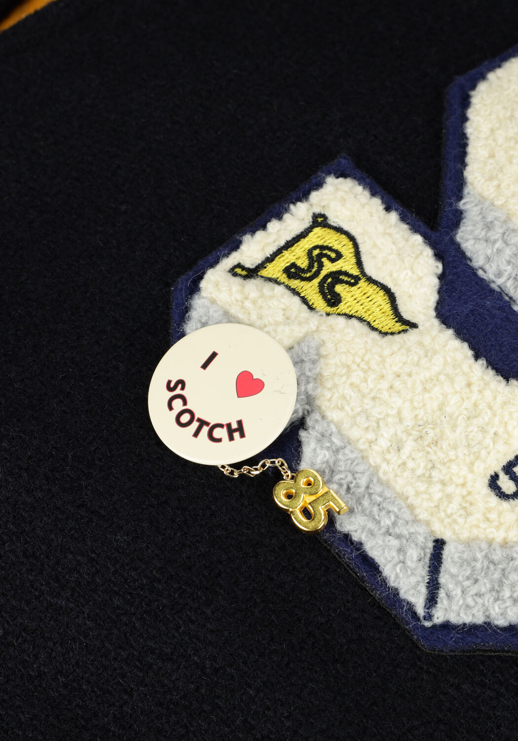 Blauwe SCOTCH & SODA Jack WOOL + LEATHER COLLEGE JACKET - large