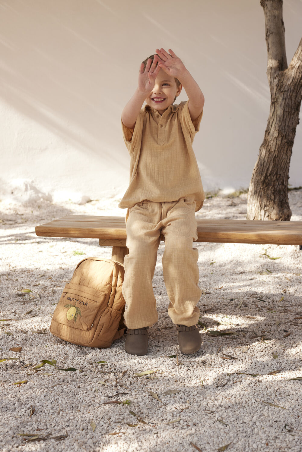 LIL' ATELIER Jongens Overhemden Nmmdawson Ss Loose Shirt Lil Beige
