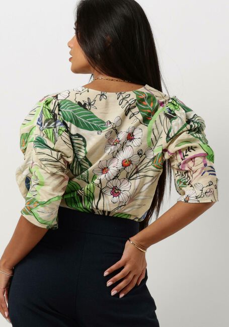 Zand JANSEN AMSTERDAM Top WB180 PRINTED WRINKEL DETAIL SHORT SLEEVE TOP - large
