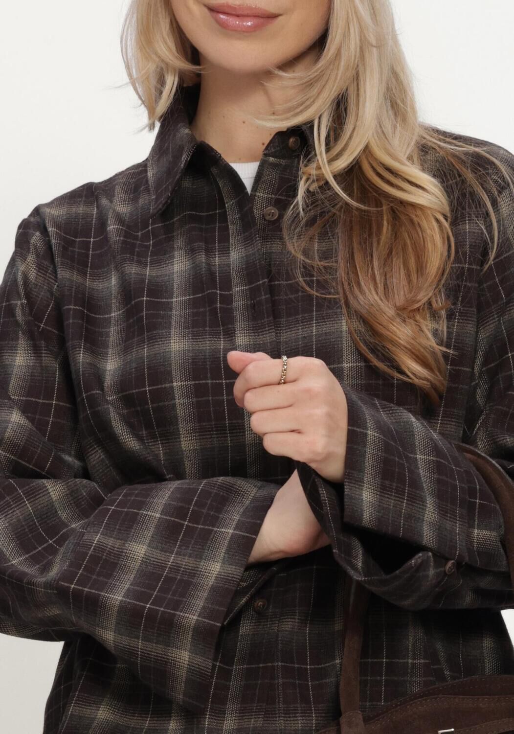 Bruine NEO NOIR Blouses JAYLIN FLANNEL CHECK SHIRT - large