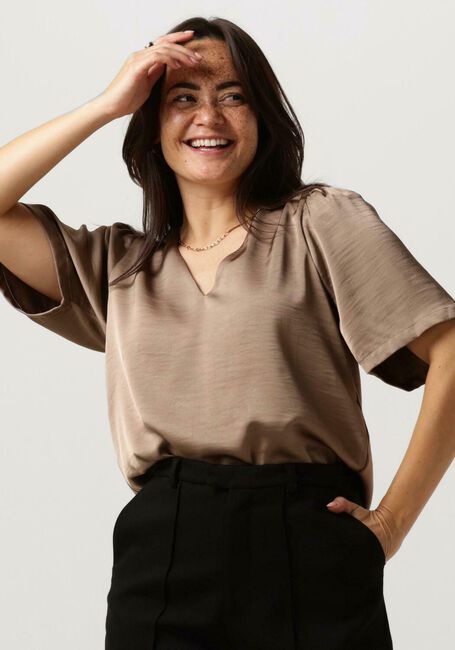 Taupe NEO NOIR Blouses LARGO HEAVY SATEEN BLOUSE - large