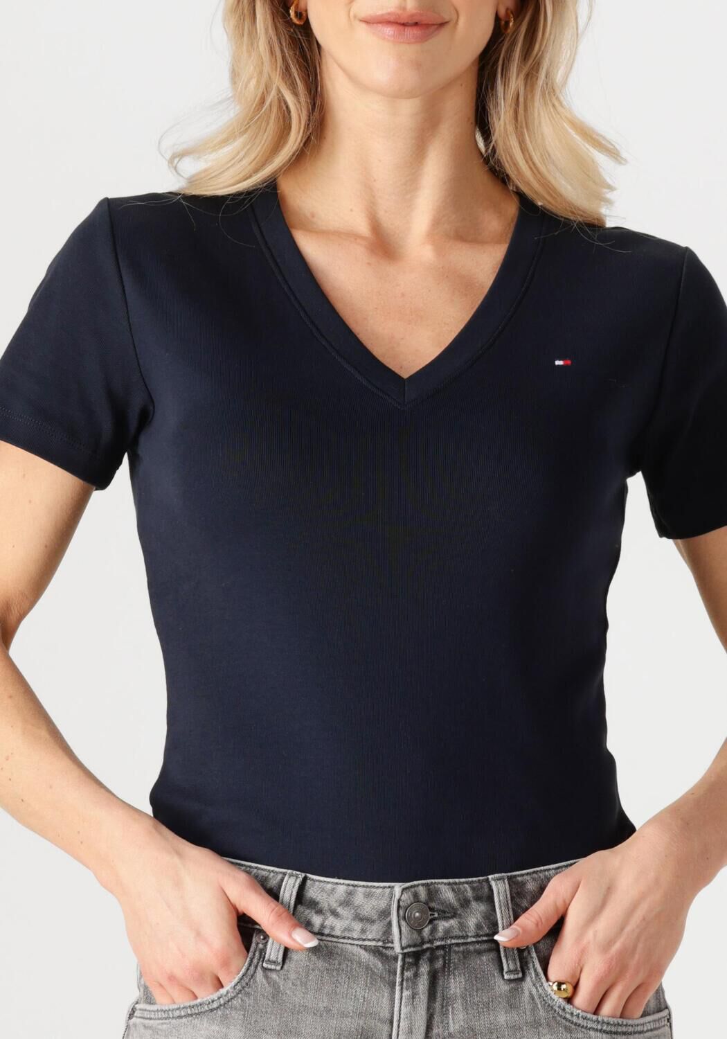 TOMMY HILFIGER Dames Tops & T-shirts New Slim Cody V-nk Ss Donkerblauw