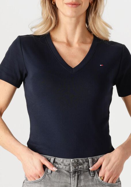 Donkerblauwe TOMMY HILFIGER T-shirt NEW SLIM CODY V-NK SS - large