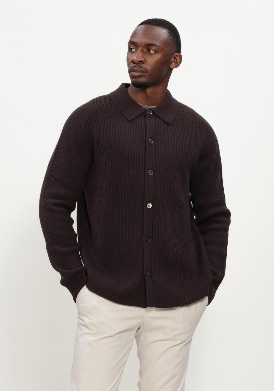 PROFUOMO Heren Truien & Vesten Overshirt Full Button Bruin
