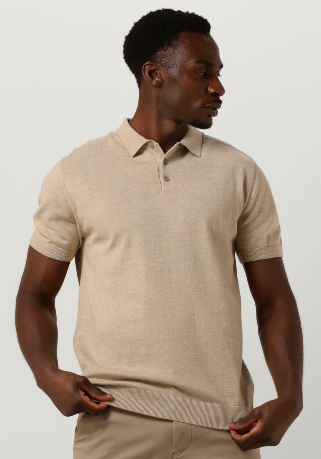 SELECTED HOMME Heren Polo's & T-shirts Slhberg Ss Knit Polo Noos Beige