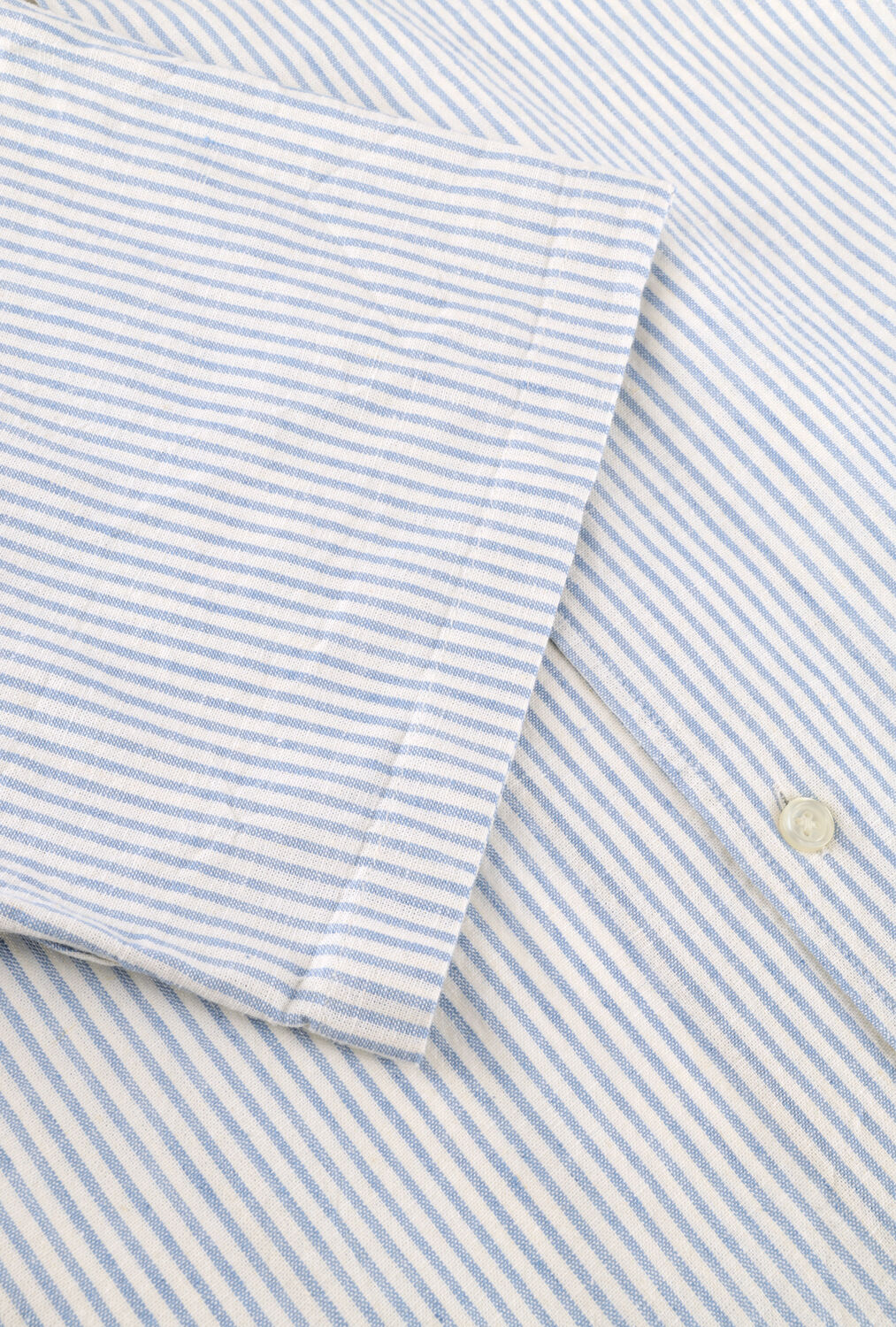 Lichtblauwe LES DEUX Casual overhemd LUKAS STRIPE COTTON LINEN SS SHIRT - large