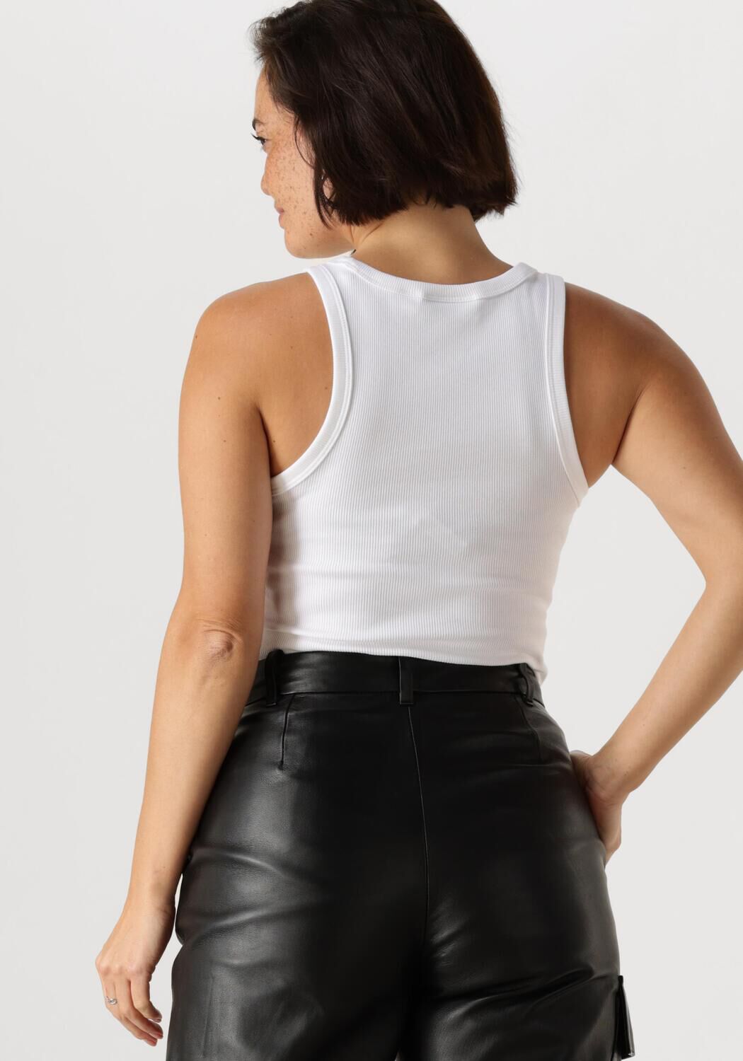 CALVIN KLEIN Dames Tops & T-shirts Woven Label Rib Tank Top Wit