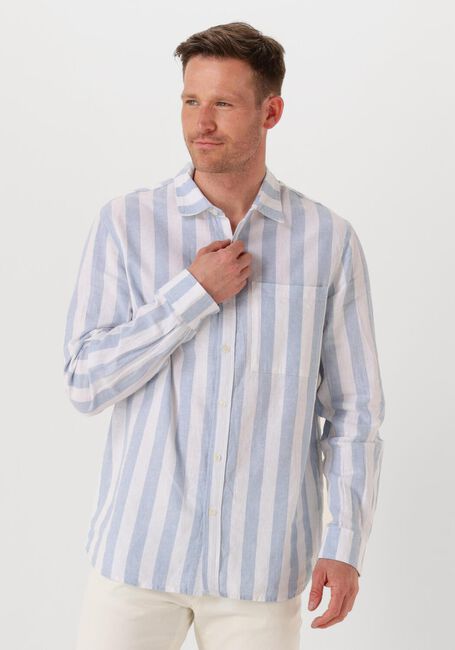 Lichtblauwe SCOTCH & SODA Casual overhemd YARN-DYED LINEN BLEND STRIPED REGULAR FIT SHIRT - large