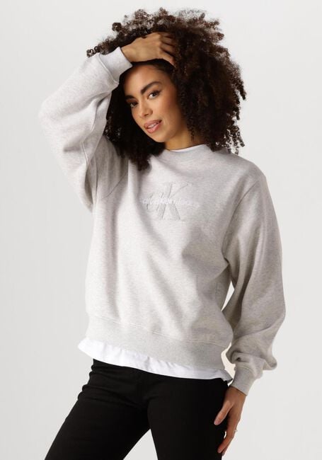 Grijze CALVIN KLEIN Trui CHENILLE MONOLOGO CREWNECK - large