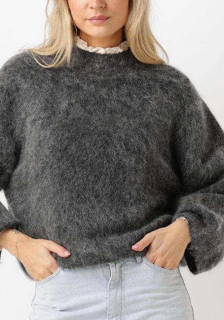 Grijze SECOND FEMALE Trui ANNELEEN KNIT O-NECK - large