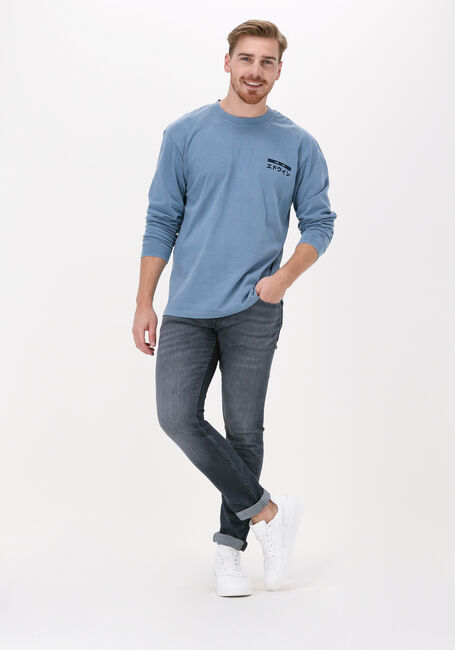 Blauwe EDWIN Polo / T-shirt HANADOROBO V NATURAL TS LS - large