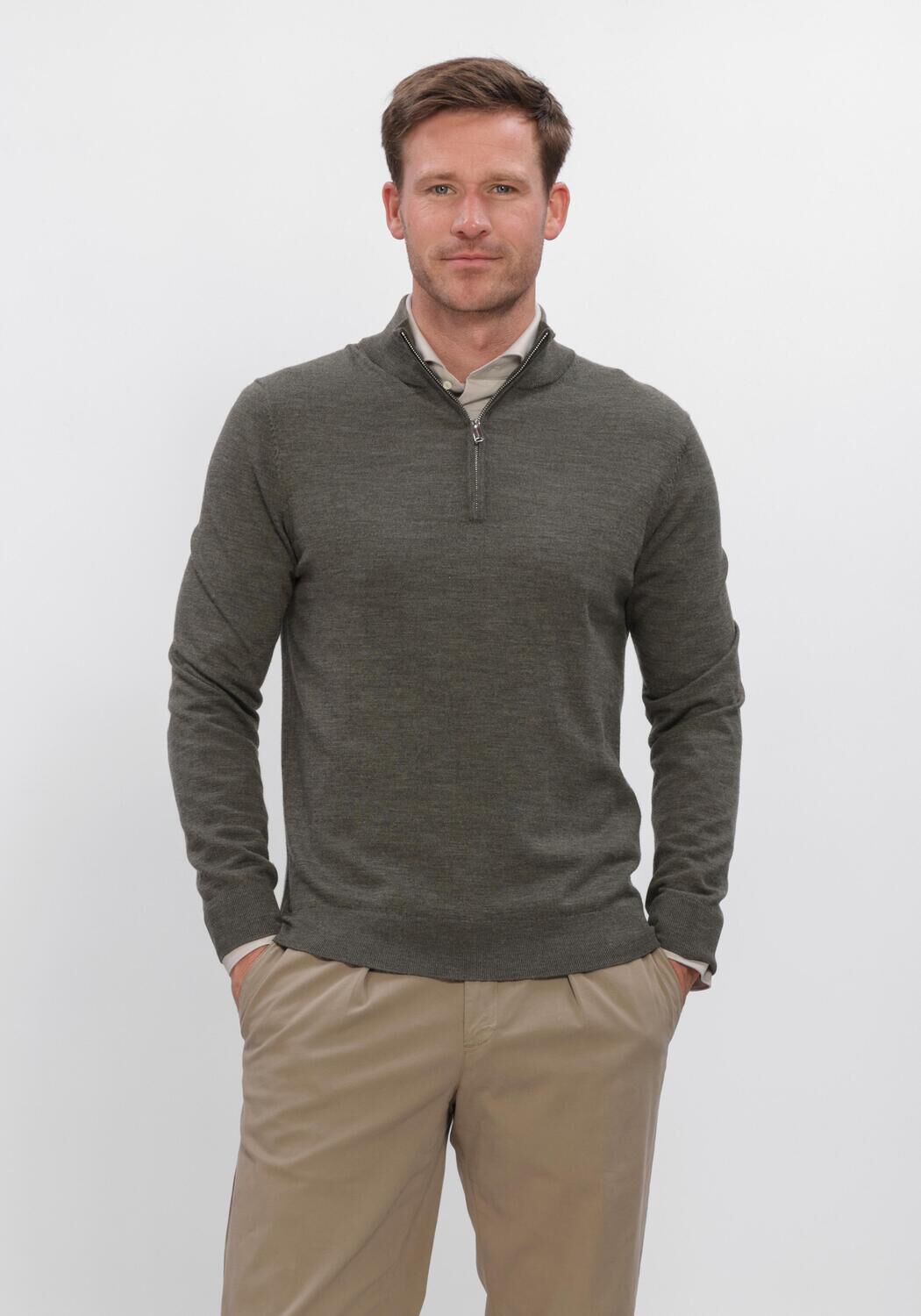 Donkergroene PROFUOMO Trui EXTRAFINE MERINO - large