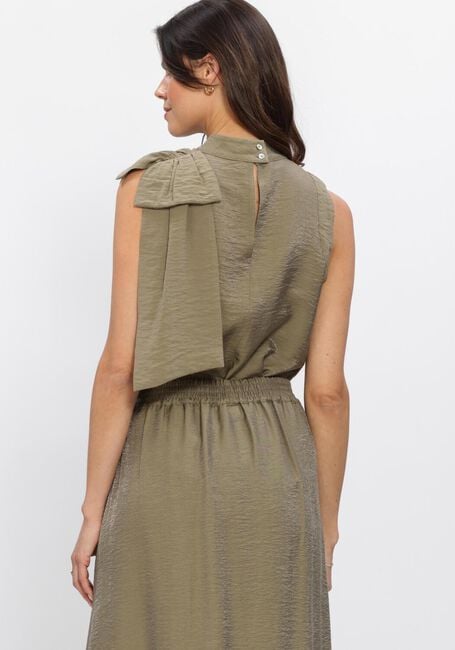 Khaki JANSEN AMSTERDAM Top ORLA TOP WS 306 SLEEVELESS TRANSPARANT BOW AT SHOULDER - large