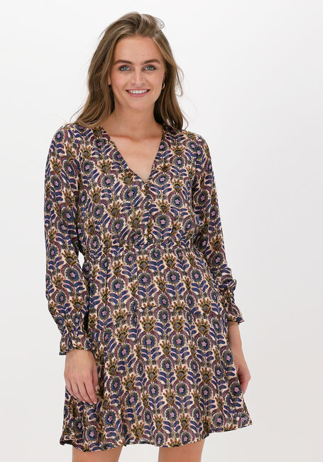 Paarse SCOTCH & SODA Mini jurk PRINTED LONG-SLEEVED MINI-DRES - large