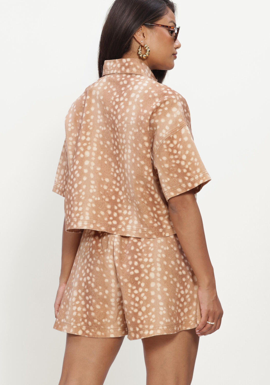 Camel REFINED DEPARTMENT Blouses LADIES WOVEN CROPPED BLOUSE BAMBI PRINT ADELINE - large