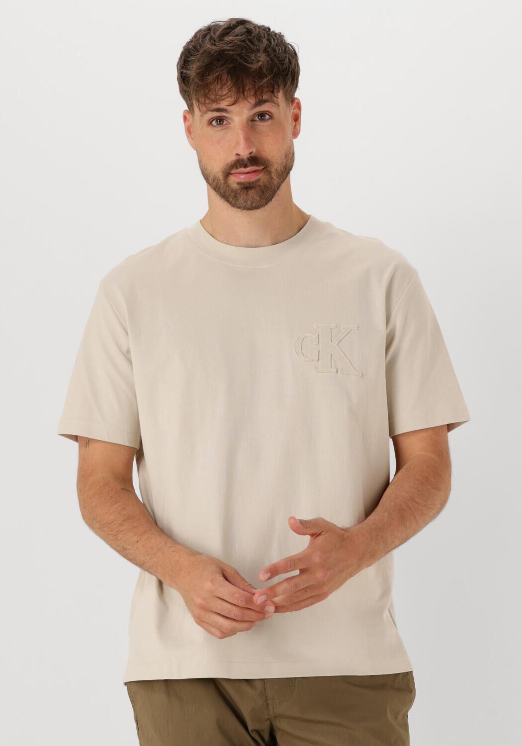 CALVIN KLEIN Heren Polo's & T-shirts Ck Applique Tee Beige