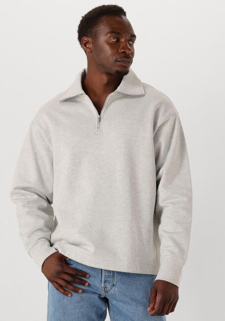 Lichtgrijze SELECTED HOMME Sweater SLHRELAXARON LS HALF ZIP SWEAT - large