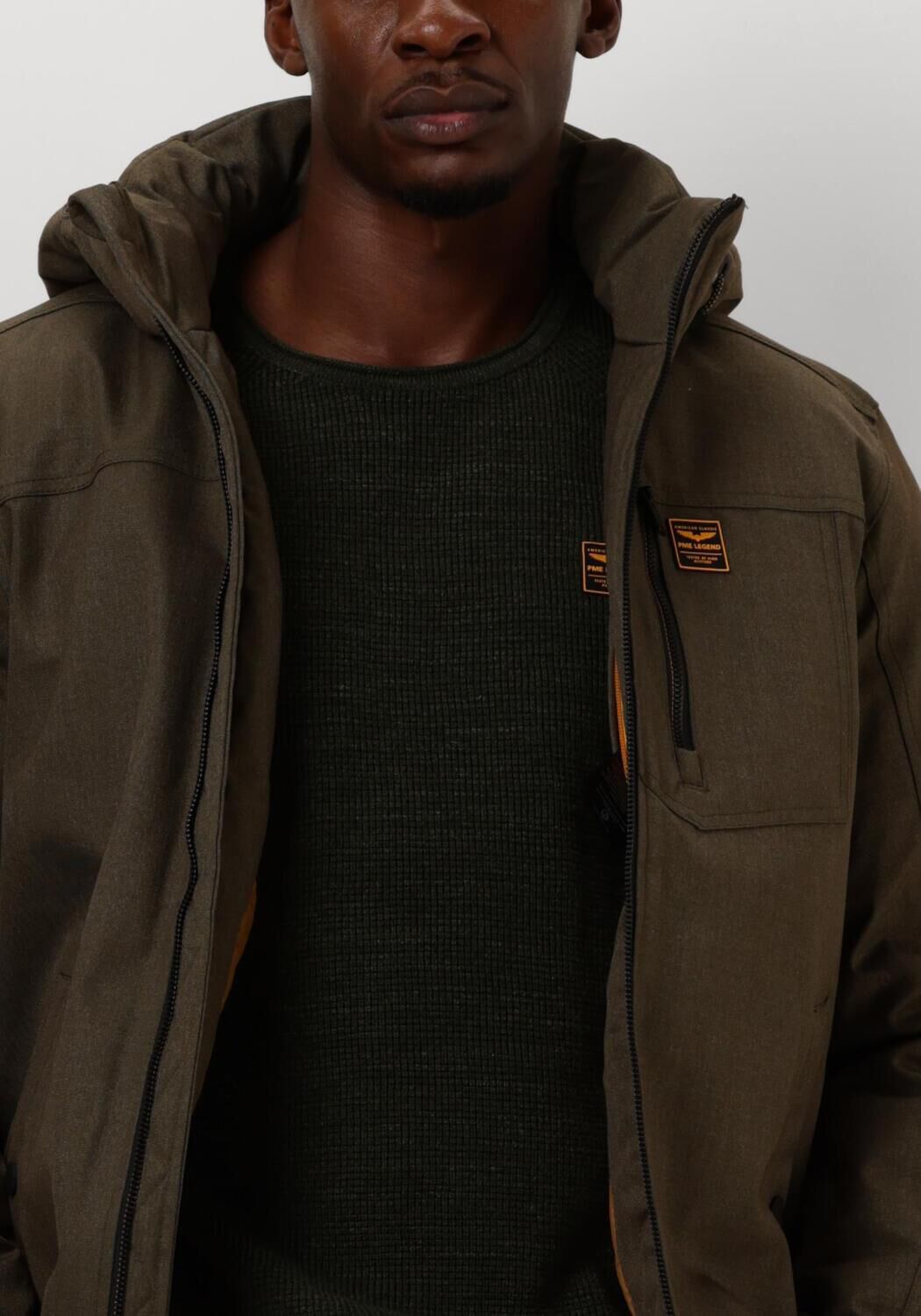 PME LEGEND Heren Jassen Semi Long Jacket Strator Melange Twill Groen
