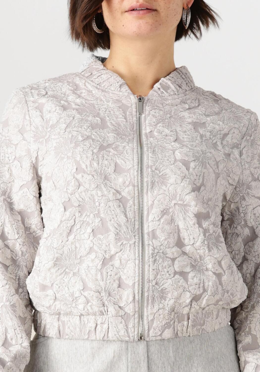 JANSEN AMSTERDAM Dames Jassen Josien Jasje J 275 Jacquard Bomber Long Sleeve Grijs