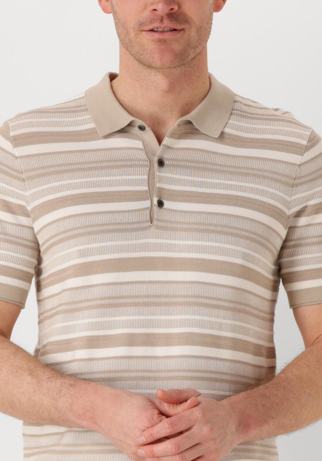 CAST IRON Heren Polo's & T-shirts Short Sleeve Polo Cotton Modal Zand