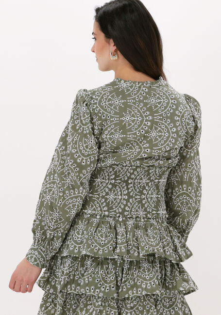 Groene COLOURFUL REBEL Blouses BOWIE BRODERIE ANGLAISE SMOCK TOP - large
