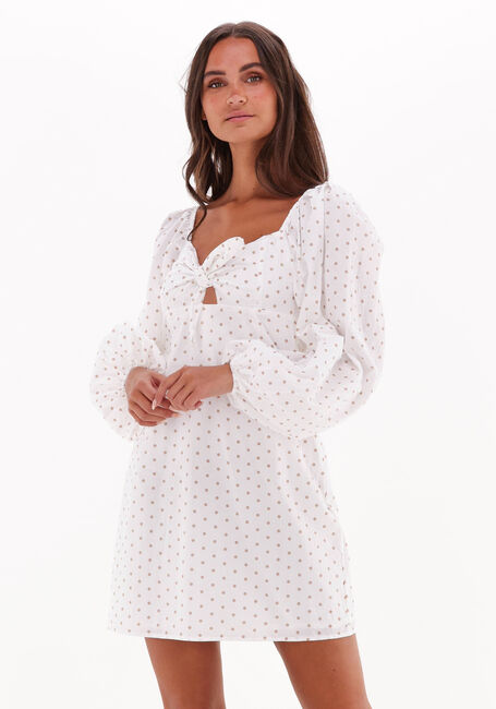 Witte NA-KD Mini jurk TIE FRONT BALLOON SLEEVE DRESS - large