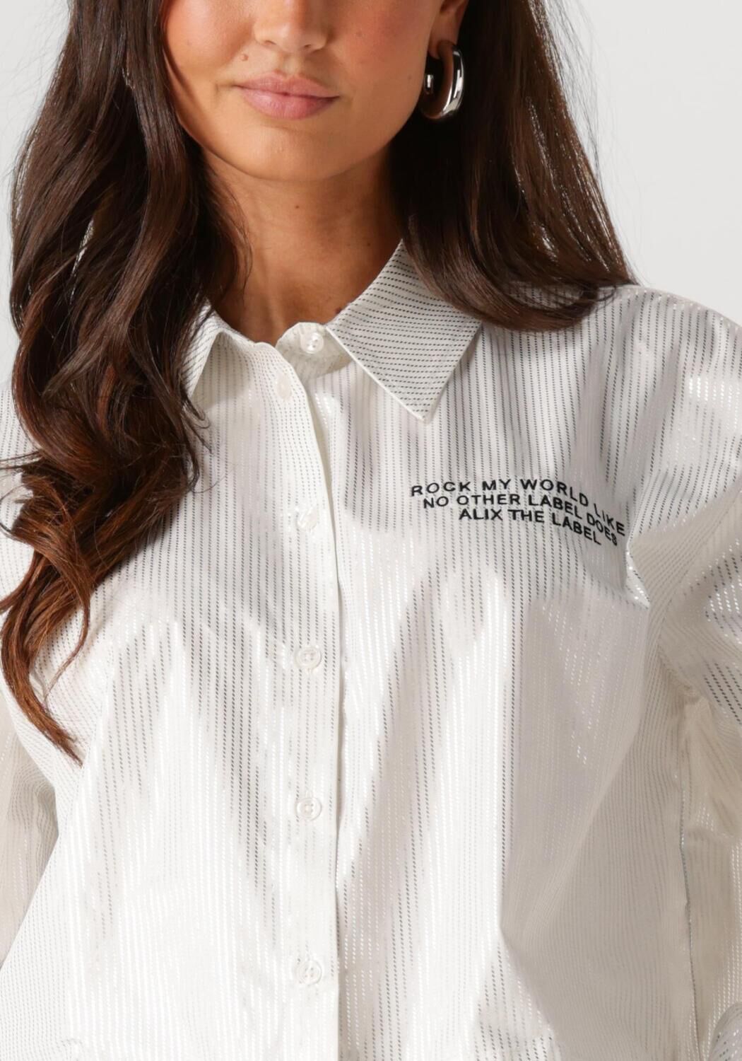 ALIX THE LABEL Dames Blouses Ladies Woven Pintstipe Blouse Wit