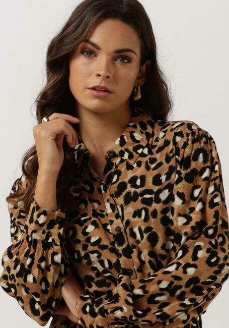 Bruine COLOURFUL REBEL Maxi jurk KERA LEOPARD MAXI SHIRT DRESS - large