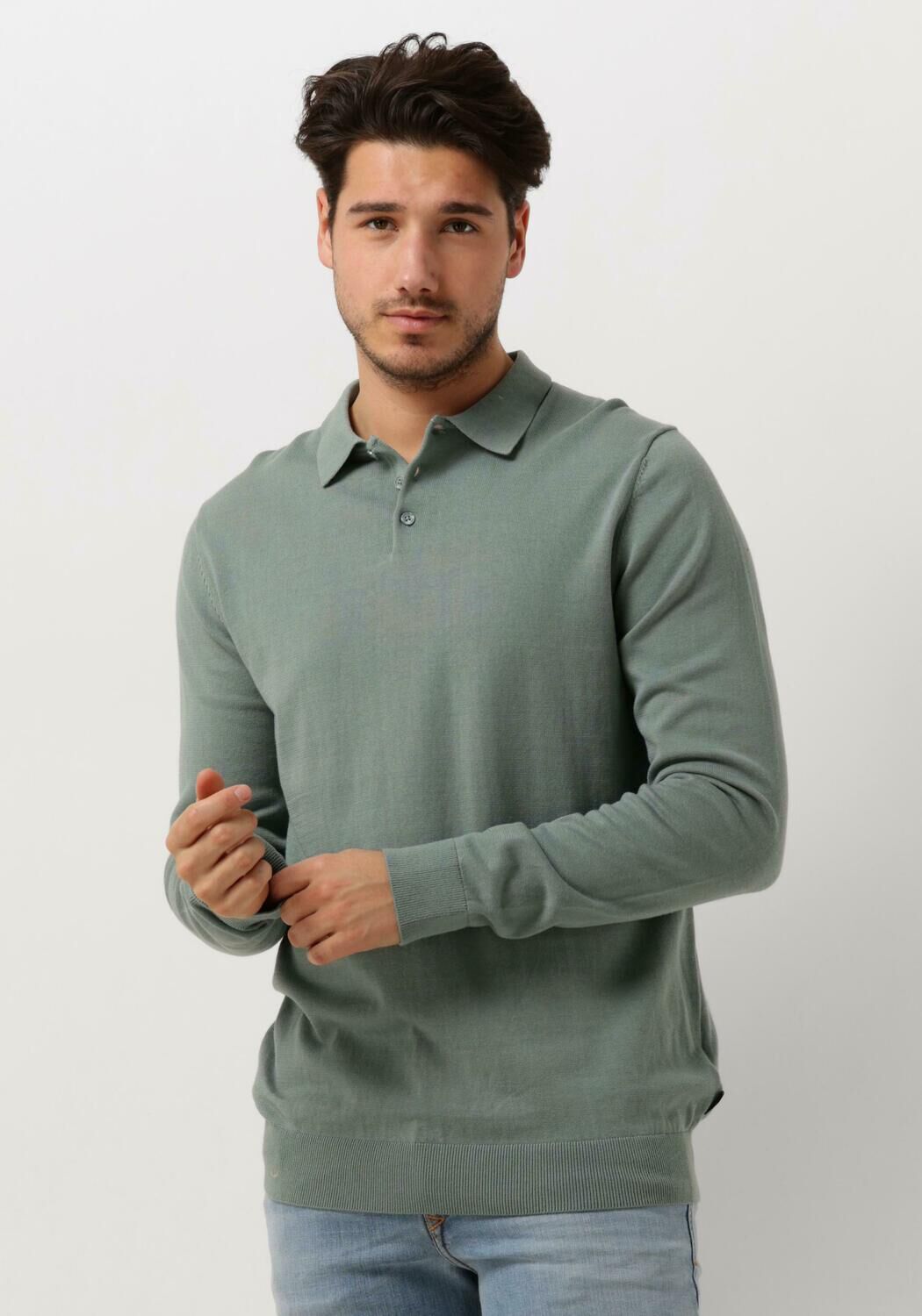 Saint Steve Berend Silver Green Gebreide Polo Green Heren