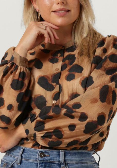 Camel BY-BAR Blouses RIKKI LS CHEETA BLOUSE - large