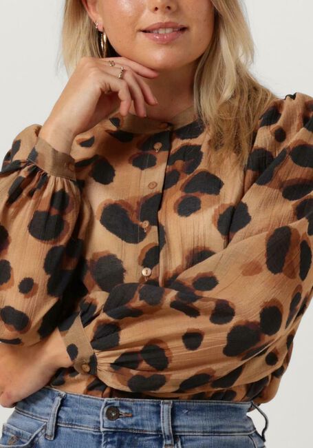 Camel BY-BAR Blouse RIKKI LS CHEETA BLOUSE - large