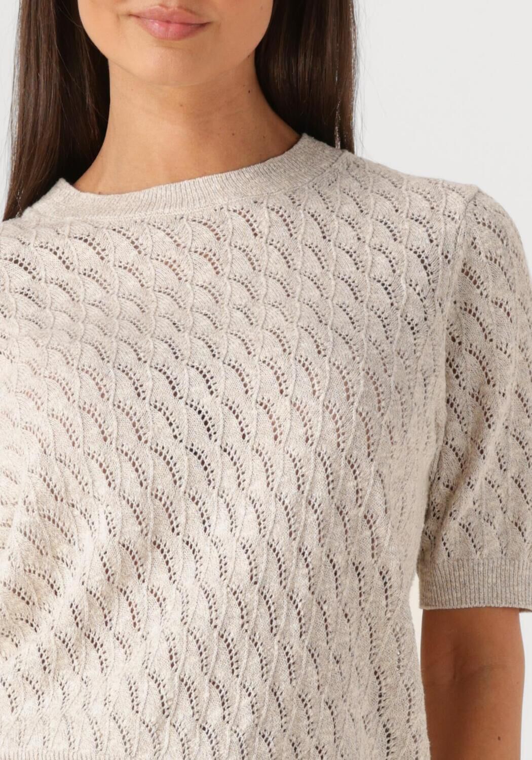MOS MOSH Dames Tops & T-shirts Mmkarin Marisol Ss Linen Knit Ecru