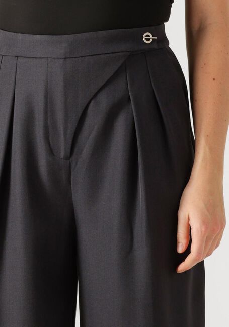 Donkergrijze NEO NOIR Wijde broek ZALKA EYELET PANTS - large