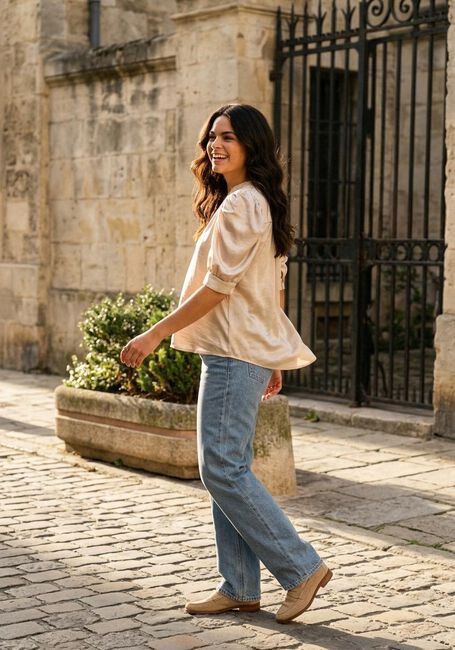 Lichtblauwe NEO NOIR Wide jeans SIMONA D PANTS - large