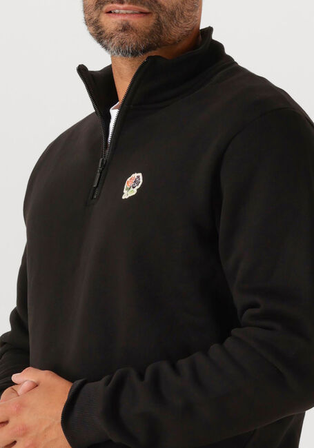 Zwarte LES DEUX Sweater FELIPE PATCH HALF ZIP - large